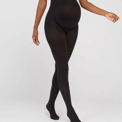 ASSETS by SPANX Maternity Terrific Tights Size 1 Black Opaque Stripe Support NEW